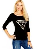 Guess Three-quarter-sleeve Logo T-shirt