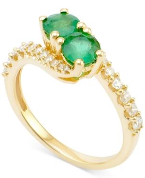 Emerald (3/4 Ct. T.w.) And Diamond (3/8 Ct. T.w.) Twist Ring In 14k Gold