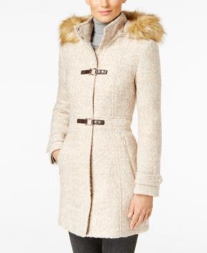 Ivanka Trump Plus Size Faux-fur-trim Buckled Coat
