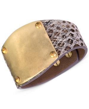 The Sak Gold-tone And Python-like Leather Wrap Bracelet