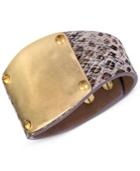 The Sak Gold-tone And Python-like Leather Wrap Bracelet