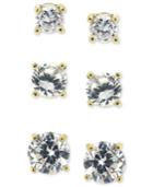 Giani Bernini 18k Gold Over Sterling Silver Earring Set, Cubic Zirconia Round Trio Stud Set (1-3/4 Ct. T.w.)