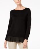 Charter Club Pleated Layered-look Sweater, Created For Macy's