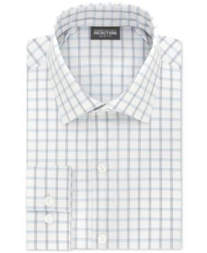 Kenneth Cole Reaction Men's Slim-fit Techni-cole Stretch Performance Stream Check Dress Shirt