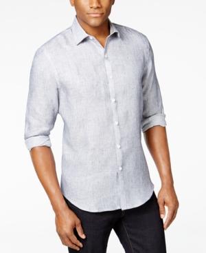 Tasso Elba Men's Marled 100% Linen Long-sleeve Shirt, Only At Macy's