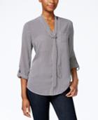 Charter Club Dot-print Tie-neck Blouse, Only At Macy's
