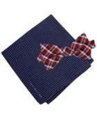 Tommy Hilfiger Men's Grid To-tie Bow Tie & Dot Pocket Square Set