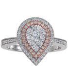 Diamond Two-tone Teardrop Cluster Ring (1/2 Ct. T.w.) In 14k White & Rose Gold