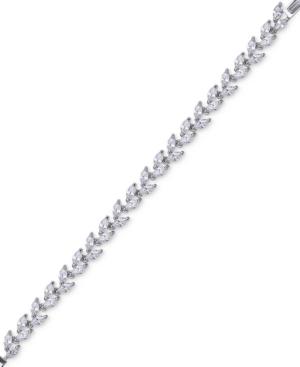 Nina Silver-tone Crystal Leaf Bracelet