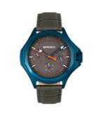 Breed Quartz Bryant Silver And Blue Leather Watches 44mm