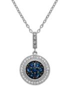 Blue (5/8 Ct. Tw.) And White (1/3 Ct. Tw.) Sapphire Pendant Necklace In Sterling Silver