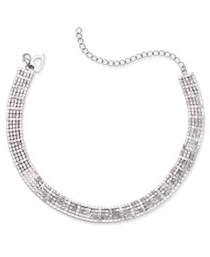 Thalia Sodi Silver-tone Rhinestone Choker Necklace, Only At Macy's