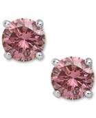 14k White Gold Earrings, Treated Pink Diamond Stud Earrings (1 Ct. T.w.)