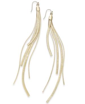 Thalia Sodi Gold-tone Herringbone Fringe Drop Earrings, Created For Macy's