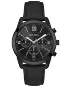Bulova Men's Chronograph Black Leather Strap Watch 40m 98a152