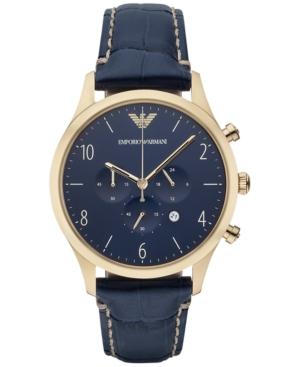 Emporio Armani Men's Chronograph Blue Croc-embossed Leather Strap Watch 43mm Ar1862