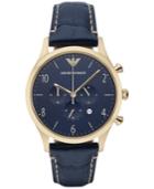 Emporio Armani Men's Chronograph Blue Croc-embossed Leather Strap Watch 43mm Ar1862