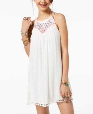 Speechless Juniors' Embroidered Pom Pom Dress
