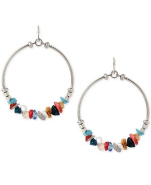 Kenneth Cole New York Silver-tone Stone Chip Gypsy Hoop Earrings