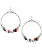 Kenneth Cole New York Silver-tone Stone Chip Gypsy Hoop Earrings
