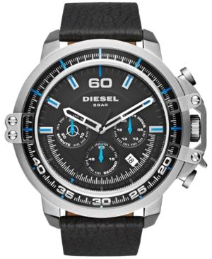 Diesel Men's Chronograph Deadeye Black Leather Strap Watch 51x56mm Dz4408