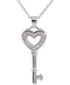 Giani Bernini Cubic Zirconia Heart Key Pendant Necklace In Sterling Silver, Only At Macy's