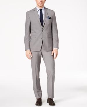 Vince Camuto Men's Slim-fit Stretch Gray Solid Suit