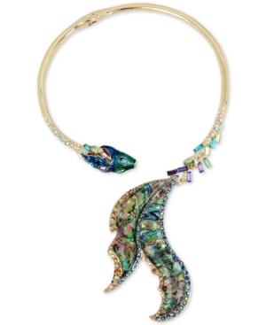 Betsey Johnson Gold-tone Multi-stone Fish Hinged Collar Necklace