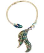 Betsey Johnson Gold-tone Multi-stone Fish Hinged Collar Necklace