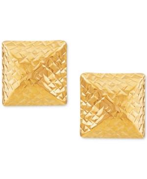 Textured Pyramid Stud Earrings In 10k Gold