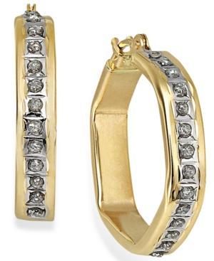 Diamond Accent Geometric Hoop Earrings In 14k Gold