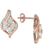 Opal (1-1/3 Ct. T.w.) & Diamond (1/3 Ct. T.w.) Flower Drop Earrings In 14k Rose Gold