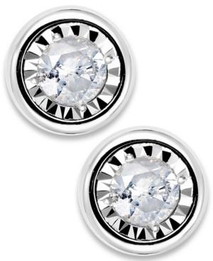 Trumiracle Diamond Earrings, 10k White Gold Diamond Bezel Stud Earrings (1/10 Ct. T.w.)