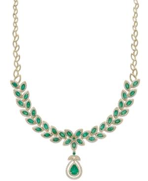 Brasilica By Effy Emerald (11-3/4 Ct. T.w.) And Diamond (2-3/4 Ct. T.w.) Pendant Necklace In 14k Gold, Created For Macy's