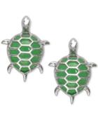 Dyed Jadeite Turtle Stud Earrings In Sterling Silver