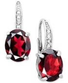 Victoria Townsend Sterling Silver Earrings, Garnet (5-1/2 Ct. T.w.) And Diamond Accent Leverback Earrings