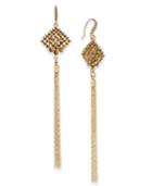 Inc International Concepts Gold-tone Stone & Tassel Linear Drop Earrings, Created For Macy's