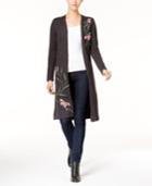Style & Co Embroidered Duster Cardigan, Created For Macy's