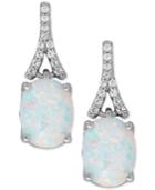 Lab-created Opal (1-3/8 Ct. T.w.) And White Sapphire (1/8 Ct. T.w.) Drop Earrings In Sterling Silver