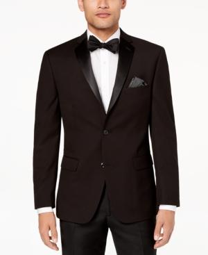 Alfani Men's Slim-fit Solid Black Textured Dinner Jacket, Created For Macy's