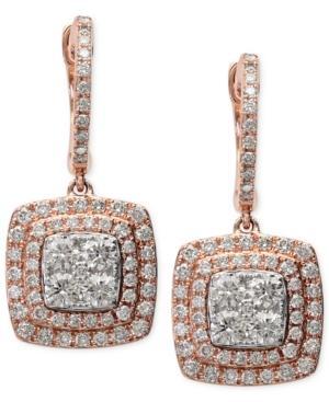 Pave Rose By Effy Diamond Square Drop Earrings (1-1/4 Ct. T.w.) In 14k White And Rose Gold