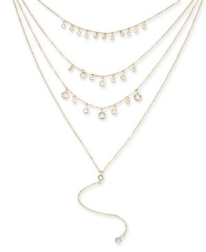 Inc International Concepts Gold-tone Crystal Multi-layer Lariat Necklace, 14 + 3 Extender, Created For Macy's