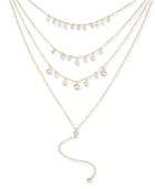 Inc International Concepts Gold-tone Crystal Multi-layer Lariat Necklace, 14 + 3 Extender, Created For Macy's
