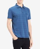 Calvin Klein Jeans Men's Textured-stripe Johnny-collar Polo