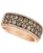 Le Vian Chocolate And White Diamond 2-row Band (1-1/2 Ct. T.w.) In 14k Rose Gold