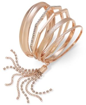 Thalia Sodi Rose Gold-tone Multi-layer Stack Bracelet With Tassel Detail, Only At Macy's