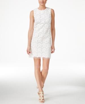 Calvin Klein Sleeveless 3d Floral Fringe Dress