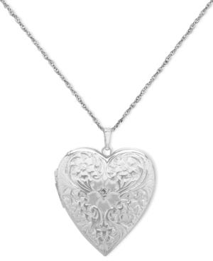 Sterling Silver Necklace, Engraved Heart Locket