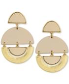 Lucky Brand Gold-tone & Leather Geo Drop Earrings