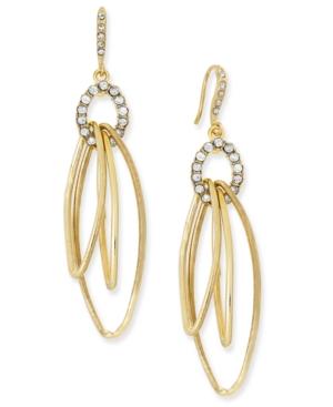 Inc International Concepts Gold-tone Pave Triple Loop Drop Earrings, Only At Macy's